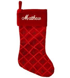 Plush Red Ribbon Christmas Stocking