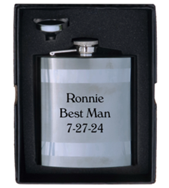 Personalized 8 oz. Banded Flask Gift Box Set