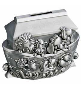 Engraved Noah's Ark Baby Bank